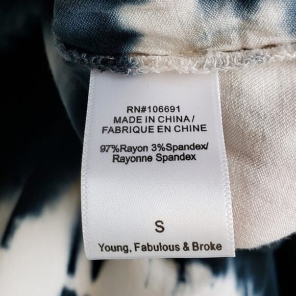 Young Fabulous & Broke Jayden Tie Dye Surplice Wrap Open Front Top Black Ghost - Picture 6 of 8